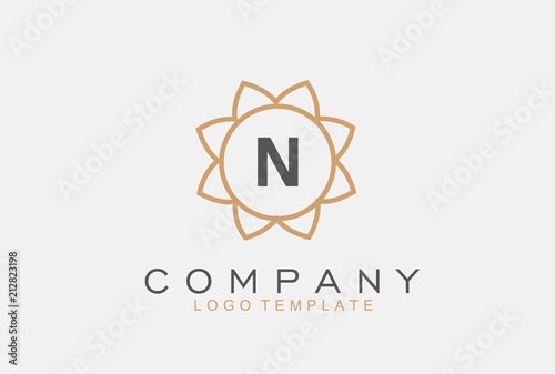 Monogram letter N  initials logo. Abstract elegant flower logo icon vector design.