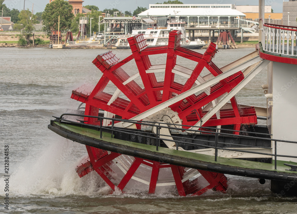 vintage paddle wheel of a steam powered paddle boat Stock Photo Adobe