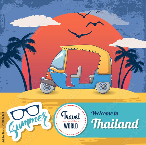 Welcome Thailand concept banner. Cartoon illustration of welcome Thailand vector concept banner for web design