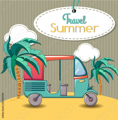 Summer thai travel concept banner. Cartoon illustration of summer thai travel vector concept banner for web design