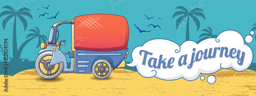 Take a thai journey concept banner. Cartoon illustration of take a thai journey vector concept banner for web design