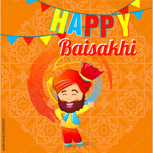 Happy baisakhi man concept banner. Cartoon illustration of happy baisakhi man vector concept banner for web design