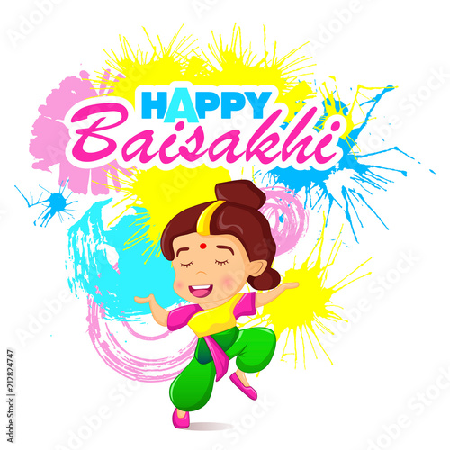 Happy baisakhi woman concept banner. Cartoon illustration of happy baisakhi woman vector concept banner for web design