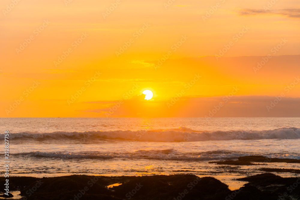 Sunset from Gadon beach near Tanah Lot Temple in Bali, Indonesia