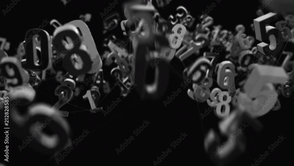 4K Random Numbers Moving in a Mesh. 3D Animation. 4K Random Numbers Moving in a Mesh. 3D Animation.