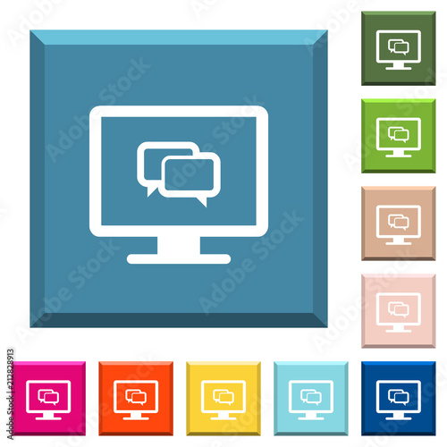 Chat application white icons on edged square buttons