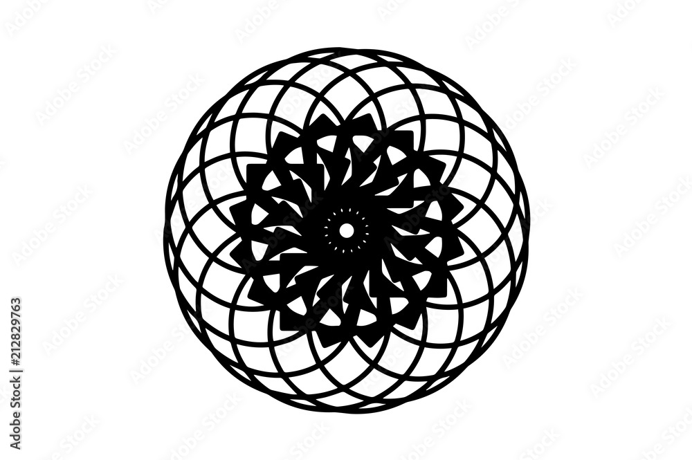 Black vector mandala on white background. Minimalist mandala decor element. Round stamp template. Black vector mandala on white background. Minimalist mandala decor element. Round stamp template.