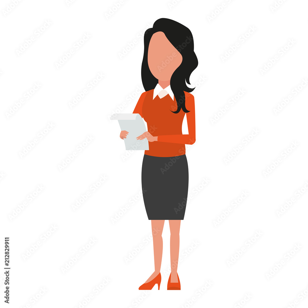 Business woman with documents vector illustration graphic design Business woman with documents vector illustration graphic design