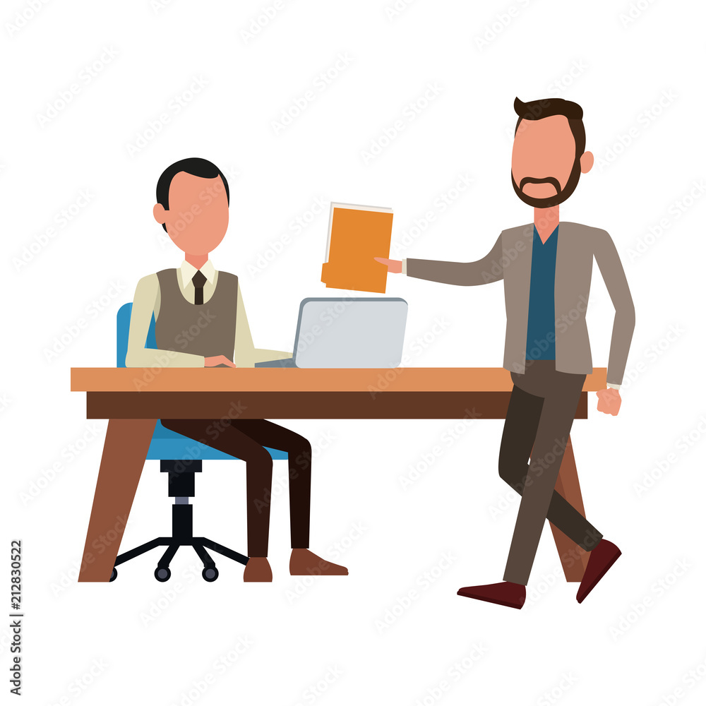 Businessmens working with laptop vector illustration graphic design