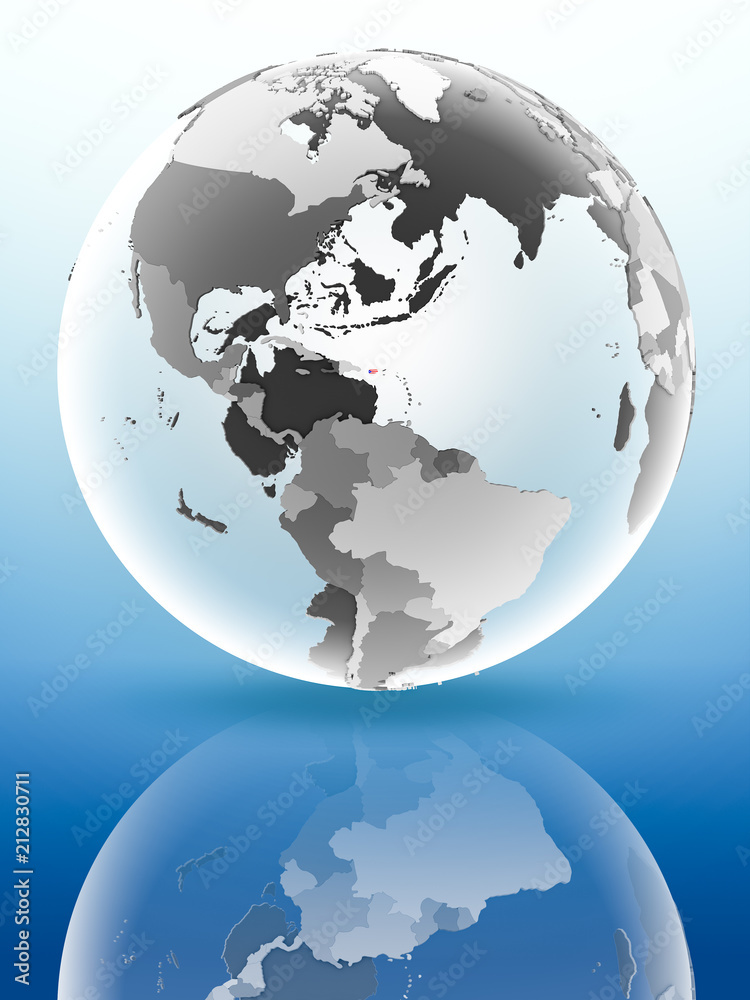 Obraz premium Puerto Rico on political globe