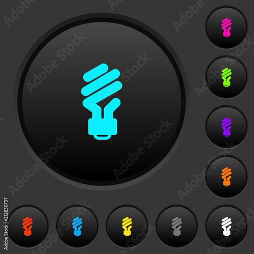 Energy saving fluorescent light bulb dark push buttons with color icons
