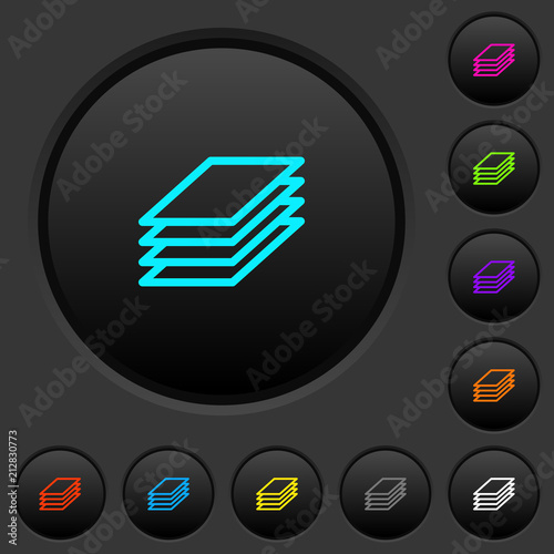 Printing papers dark push buttons with color icons