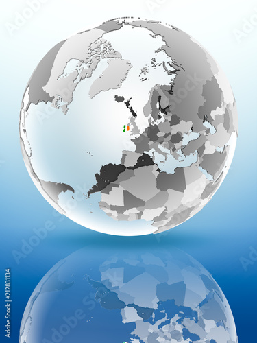 Ireland on political globe