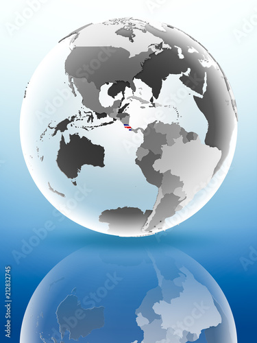 Costa Rica on political globe