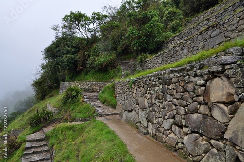old stone steps in Machu picchu