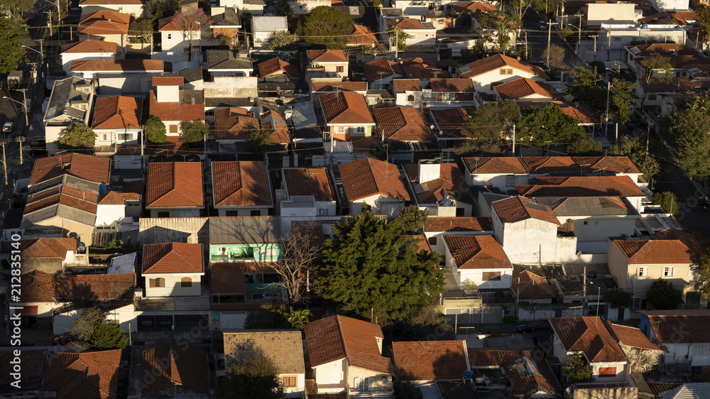 Roofs with red clay tiles on the houses of São Paulo, Brazil in South America