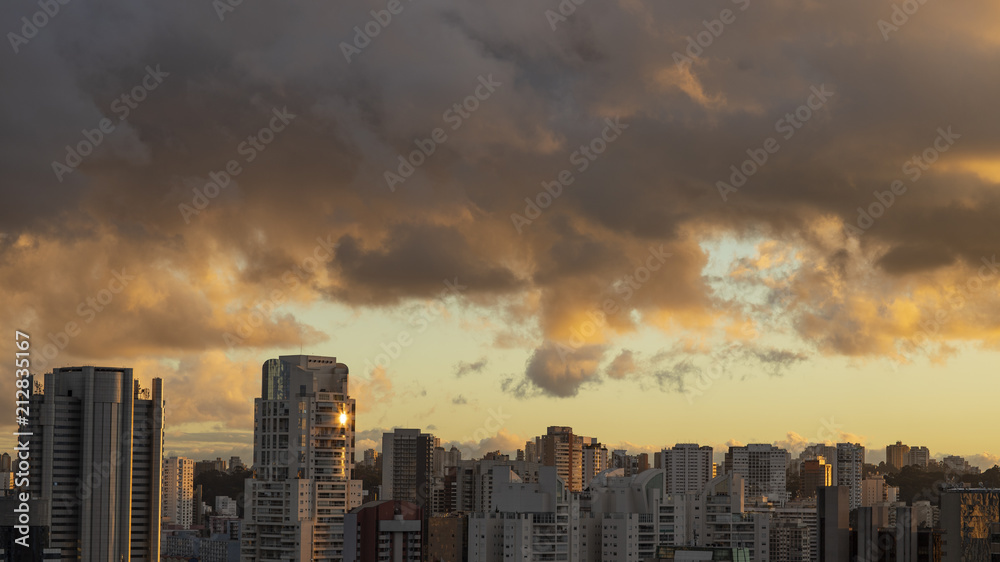 Large buildings in the big city and a beautiful sunny sky, Brazil South America 