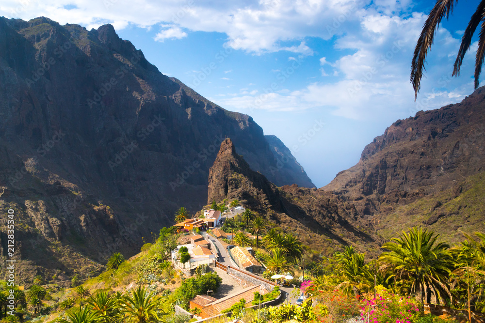 beautiful view of Masca Valley, popular trekking destination in Tenerife Island, Spain