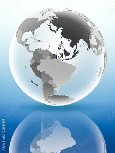 French Guiana on political globe