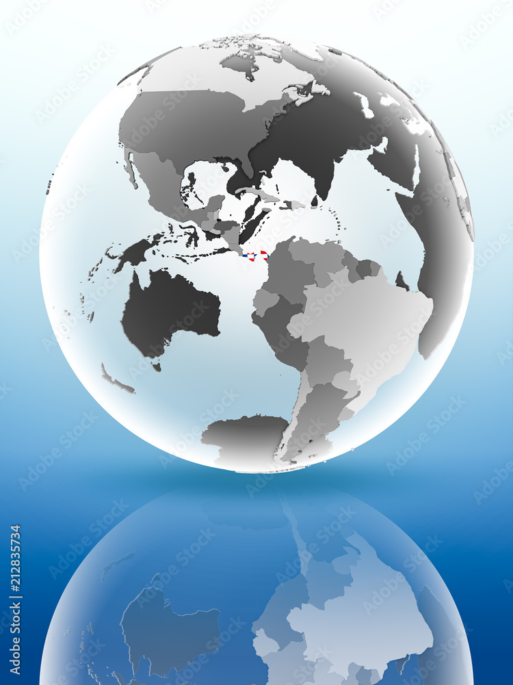 Naklejka premium Panama on political globe