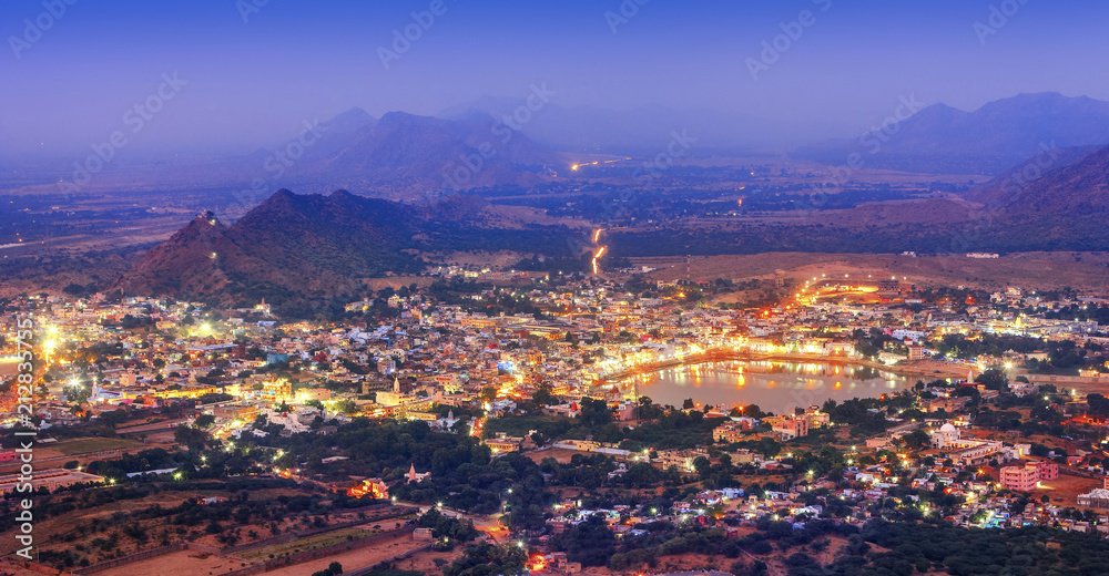 Pushkar Holy City in anticipation of the night, Rajasthan, India
