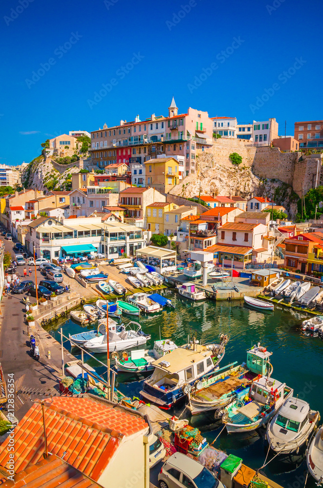 The Vallon des Auffes - fishing haven with small old houses, Marseilles, France