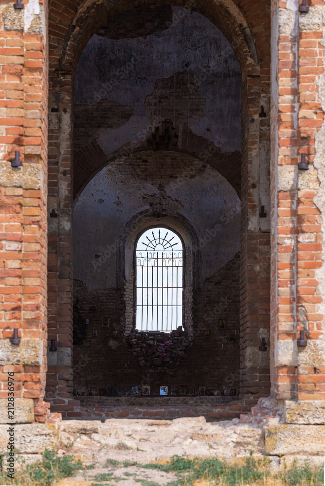 Fragments of old and abandoned brick church