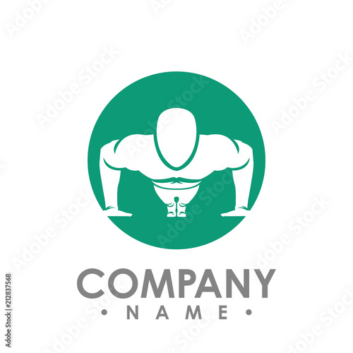 Push-ups and bodybuilding. Fitness and healthy lifestyle. Vector illustration inside circle or round shape