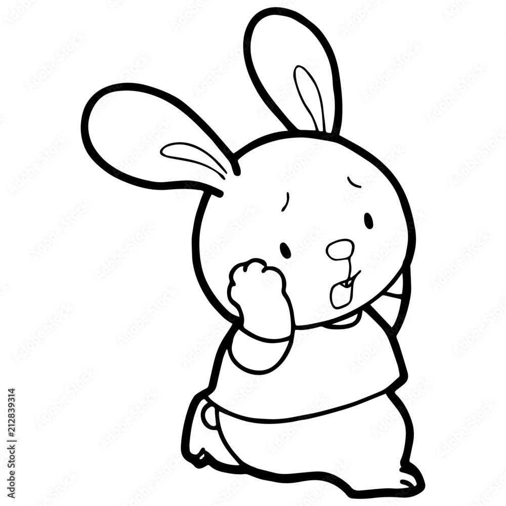 Cute rabbit cartoon illustration isolated on white background for children color book