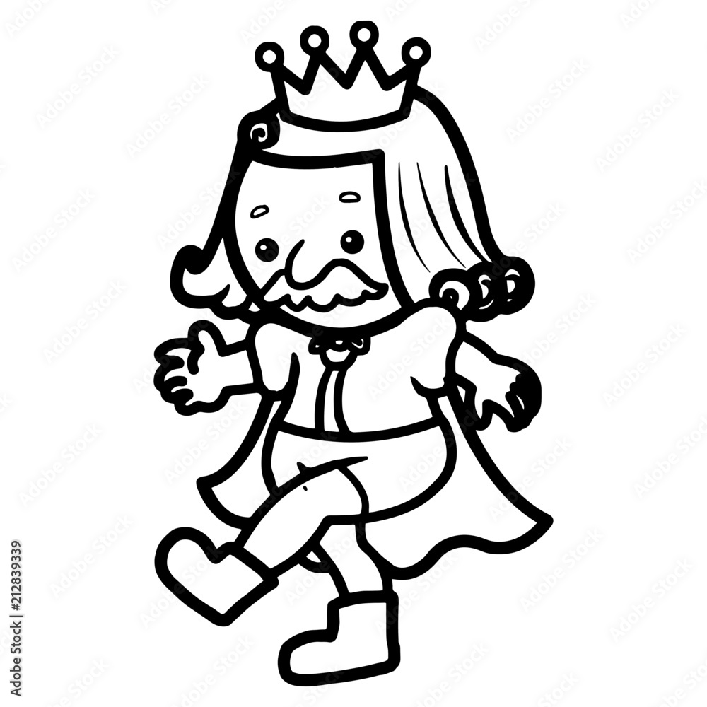 King cartoon illustration isolated on white background for children color  book Stock Vector | Adobe Stock