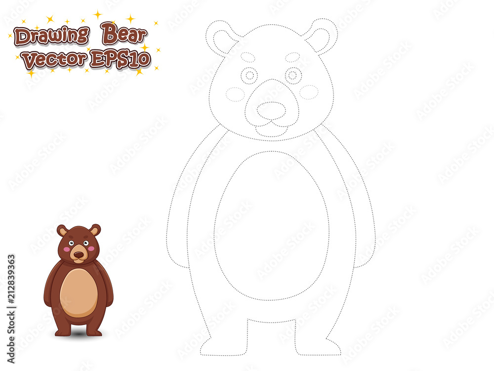 Drawing and Paint Cute Bear Cartoon . Educational Game for Kids. Vector Illustration. Drawing and Paint Cute Bear Cartoon . Educational Game for Kids. Vector Illustration.