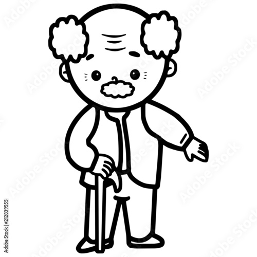 Old Man cartoon illustration isolated on white background for children color book