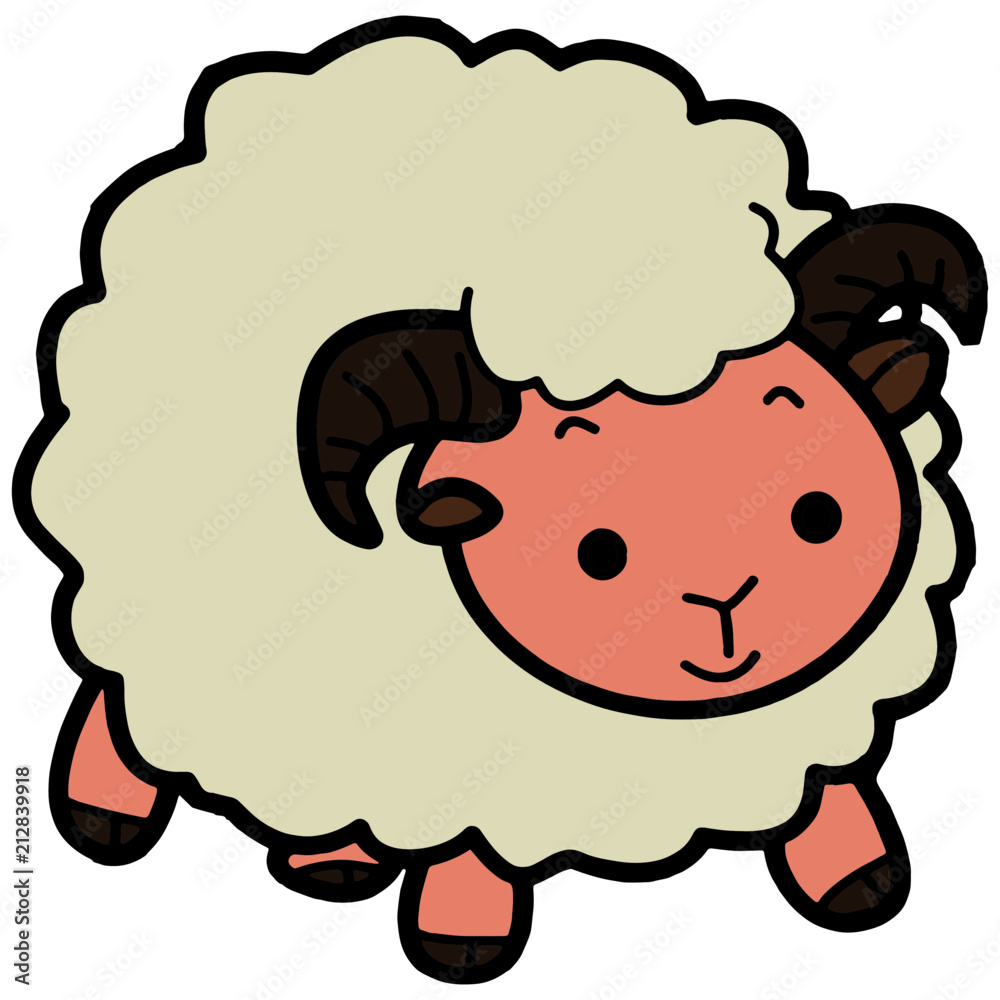 Obraz premium Cute sheep cartoon illustration isolated on white background for children color book