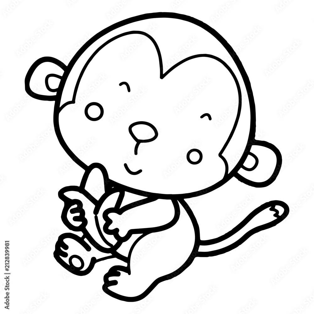 Cute monkey cartoon illustration isolated on white background for children color book Cute monkey cartoon illustration isolated on white background for children color book