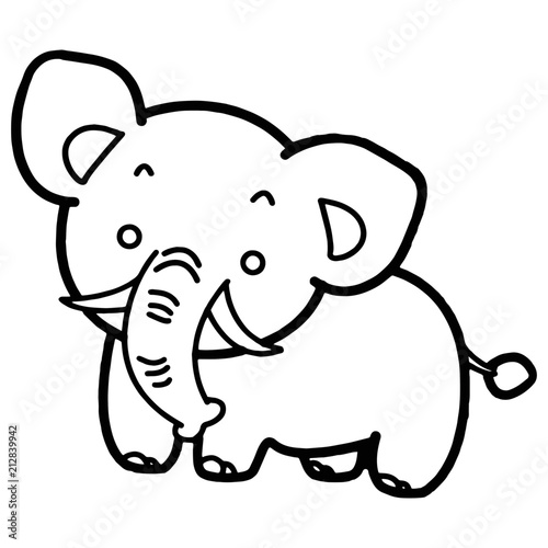 Cute elephant cartoon illustration isolated on white background for children color book © Huy