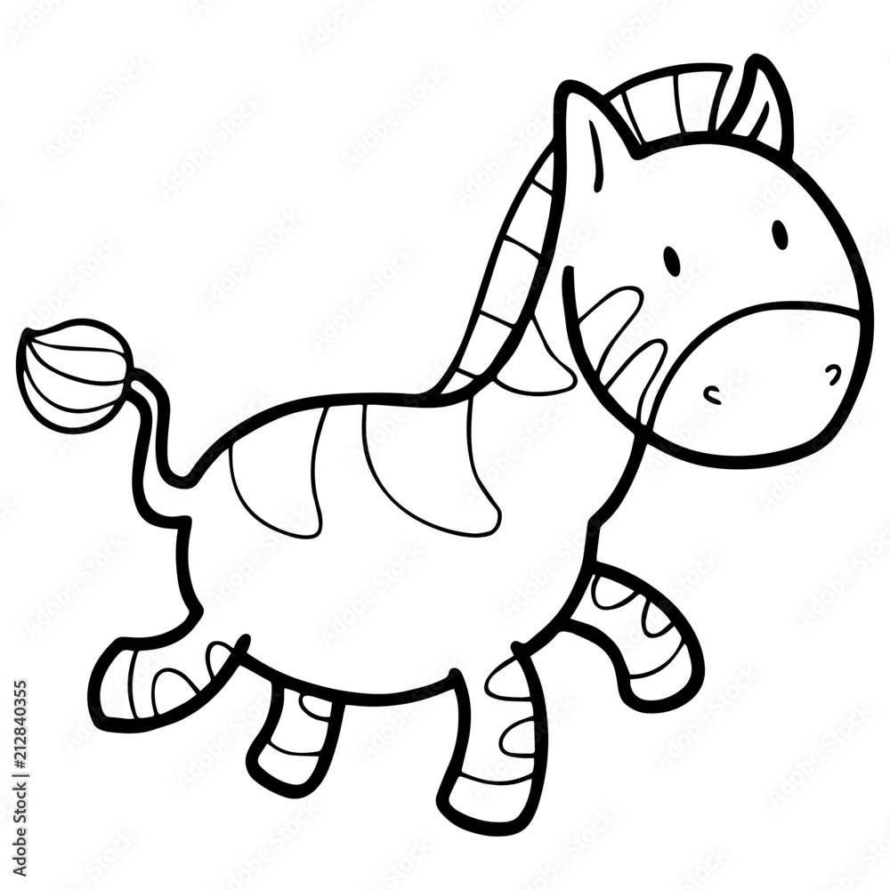 Fototapeta premium Zebra cartoon illustration isolated on white background for children color book