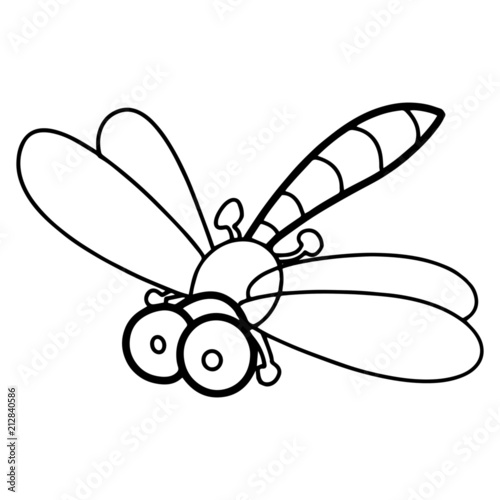 Cute dragonfly cartoon illustration isolated on white background for children color book