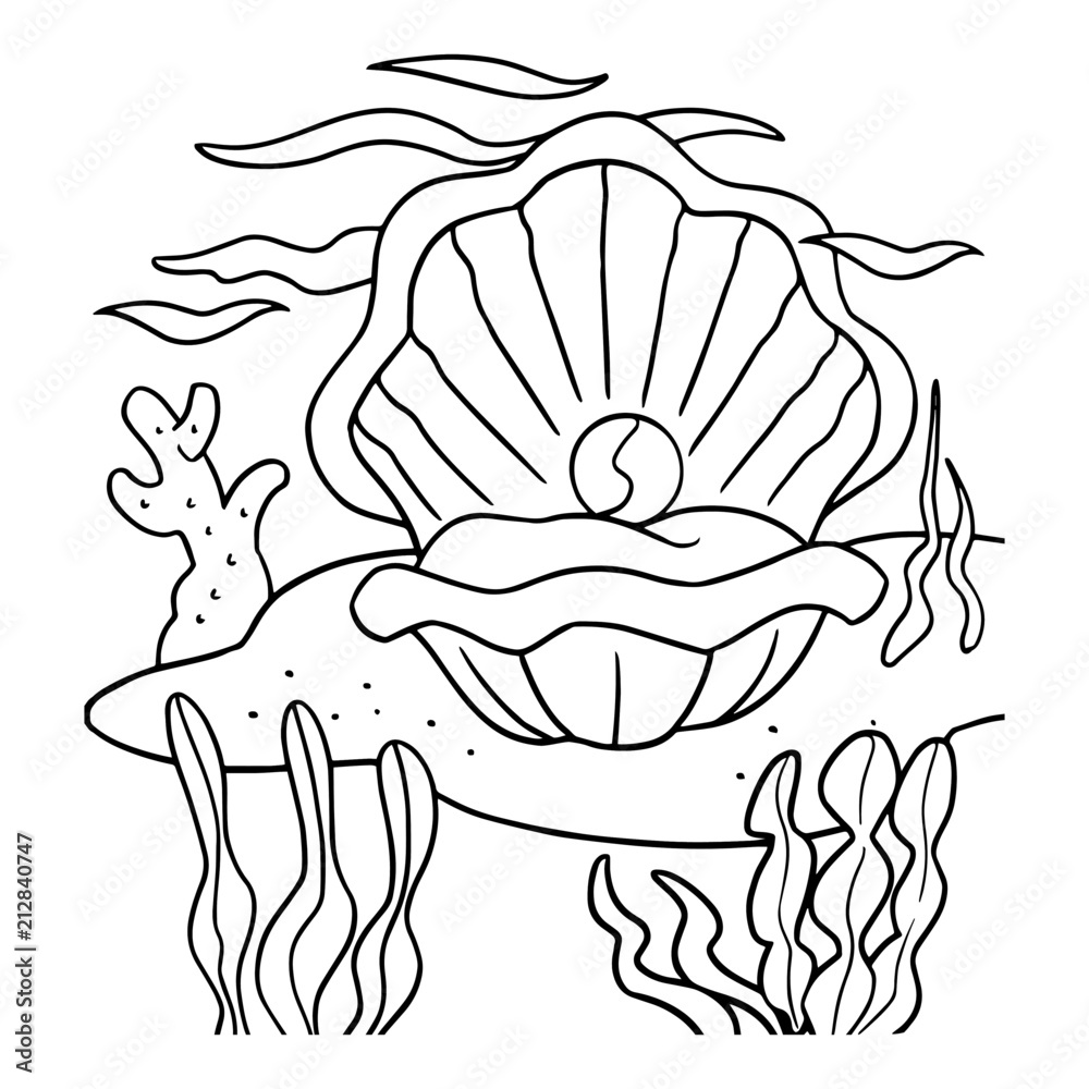 Cute clam cartoon illustration isolated on white background for children color book Cute clam cartoon illustration isolated on white background for children color book