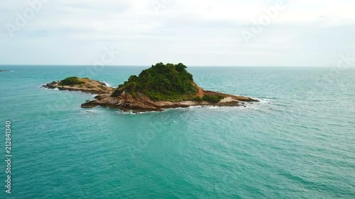 Aerial view of the sea and mountains of Koh Samet, Thailand.