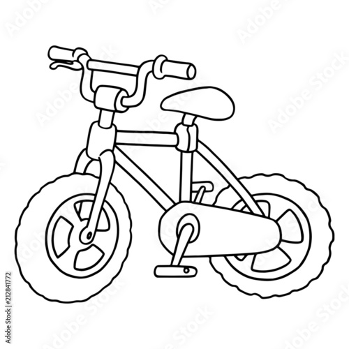 Cute bicycle cartoon illustration isolated on white background for children color book