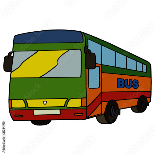 Cute bus cartoon illustration isolated on white background for children color book