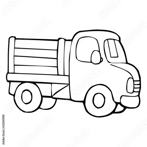 Cute truck cartoon illustration isolated on white background for children color book