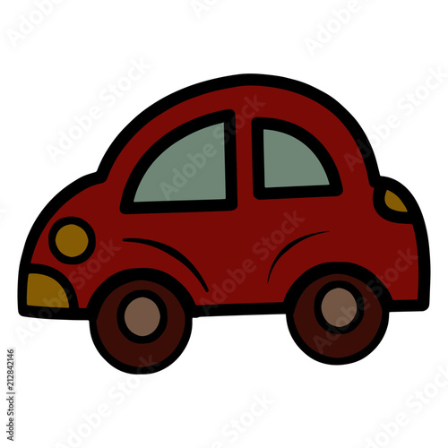 Cute cartoon car on white background for children’s prints, t-shirt and funny and friendly character for kids