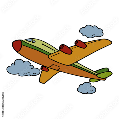 Cute airplane cartoon illustration isolated on white background for children color book