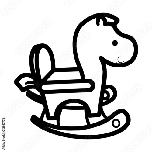 Rocking Horse cartoon illustration isolated on white background for children color book