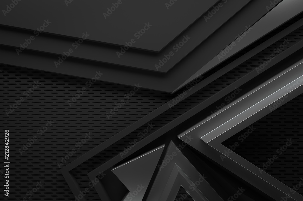 black dark and metal abstract graphic shape background 3d illustration origami paper pattern. black dark and metal abstract graphic shape background 3d illustration origami paper pattern.