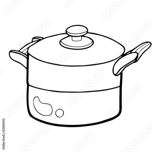 Pot cartoon illustration isolated on white background for children color book