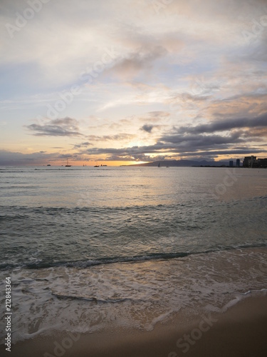 sunset clouds in waikiki beach hawaii