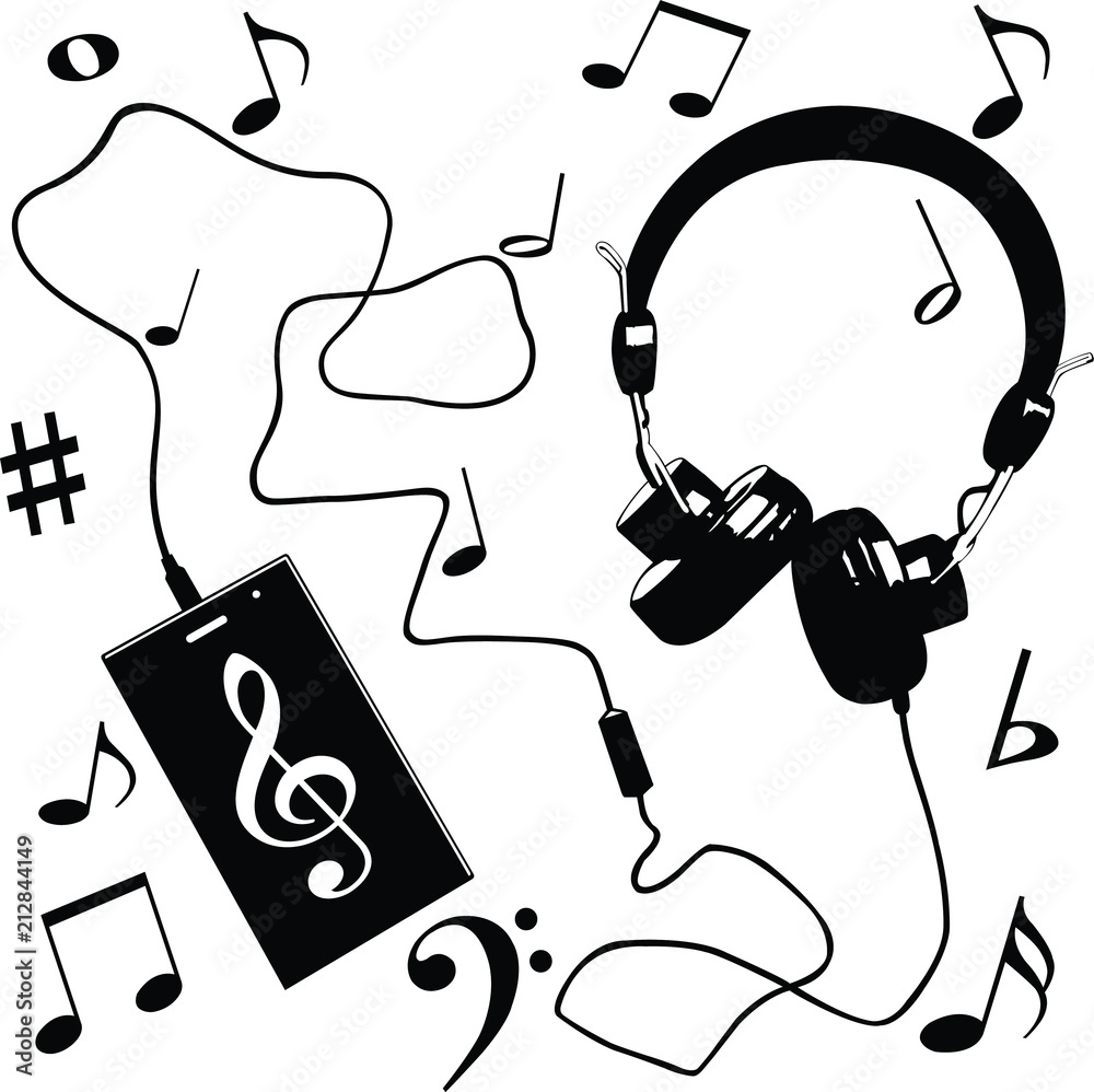 音楽スマホ視聴ミュージック背景 Stock Vector Adobe Stock