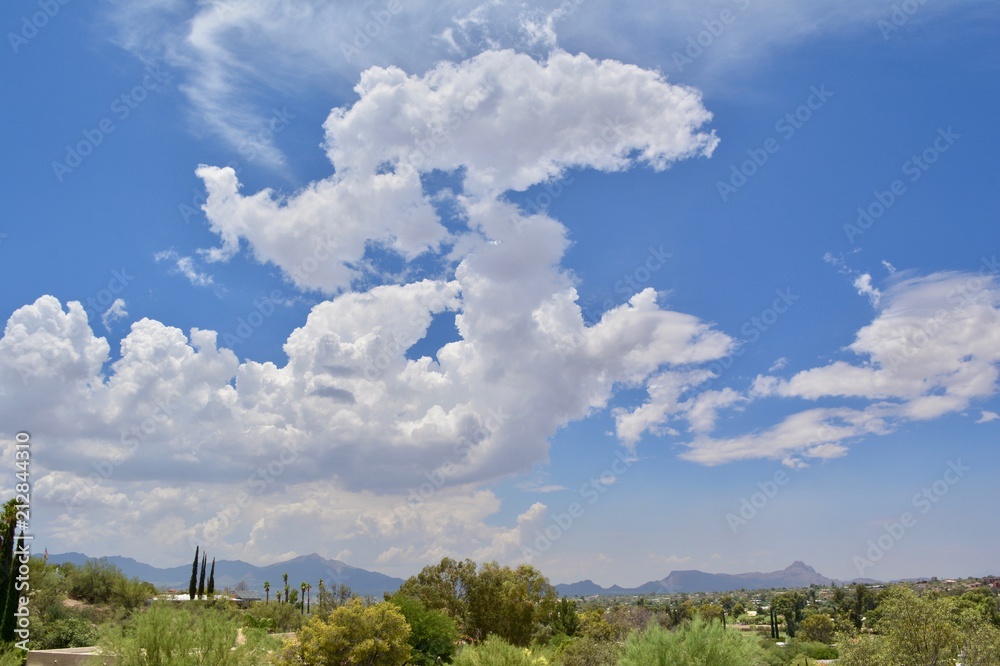 Monsoon Season Tucson Arizona Clouds Sky Mountains Rain Desert